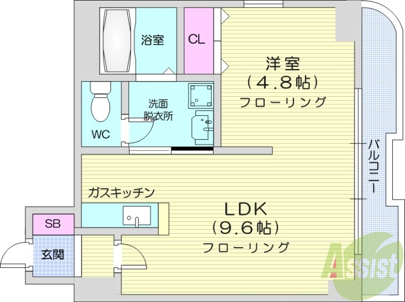 札幌市北区北二十三条西のマンションの間取り