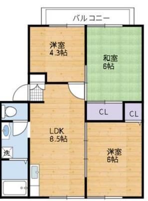 姫路市東山のアパートの間取り