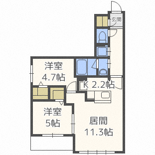 【札幌市北区北三十五条西のマンションの間取り】