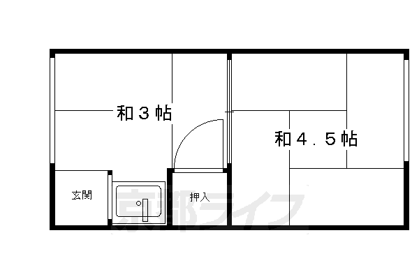 京都市右京区太秦朱雀町のアパートの間取り