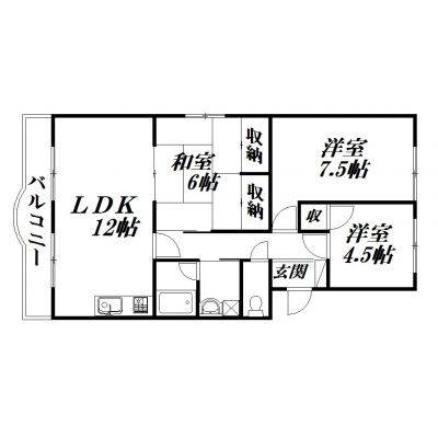 浜松市中央区大蒲町のマンションの間取り