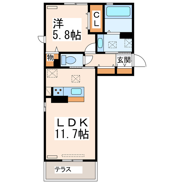 熊本県熊本市東区下南部３（アパート）の賃貸物件の間取り