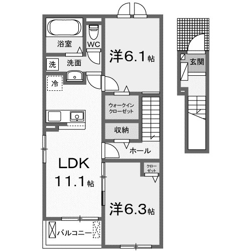 加須市南篠崎のアパートの間取り