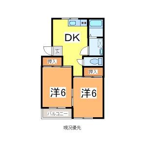 寒河江市本楯のアパートの間取り