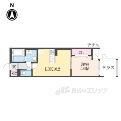 京都市左京区新丸太町のアパートの間取り