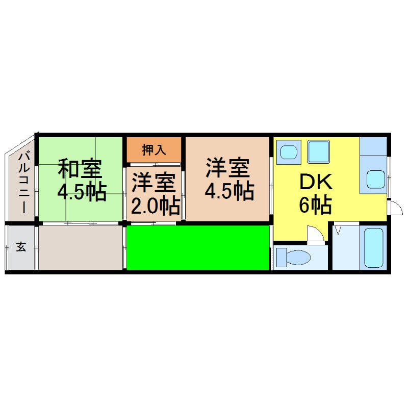 名古屋市中川区石場町のアパートの間取り