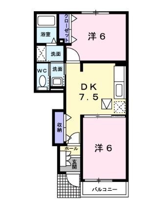 赤磐市福田のアパートの間取り