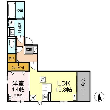 ＤーＲＯＯＭルント連坊　Iの間取り