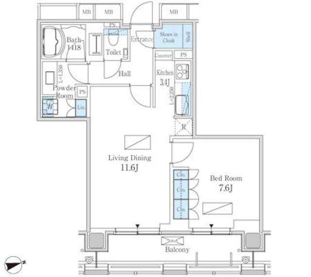 港区西新橋のマンションの間取り