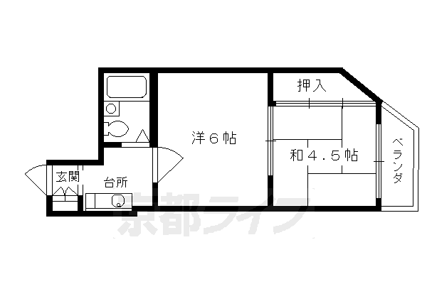 京都市左京区浄土寺西田町のマンションの間取り