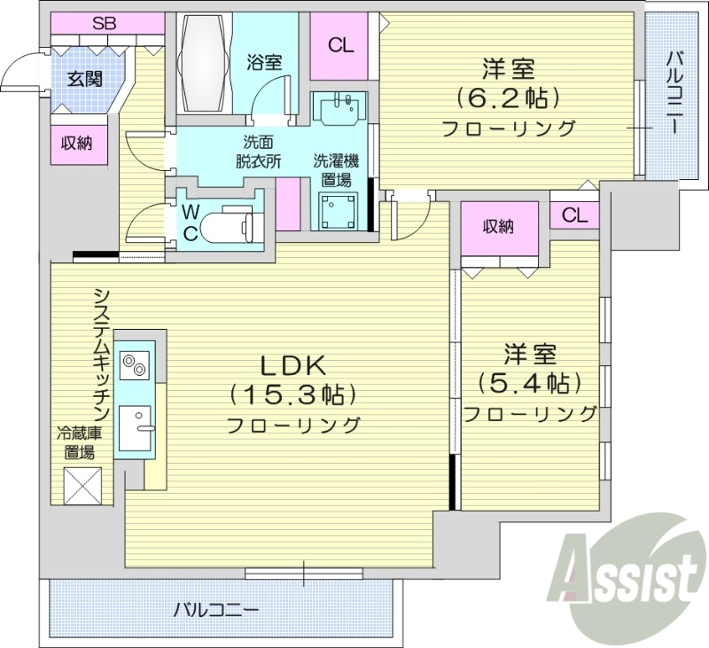 北広島市中央のマンションの間取り