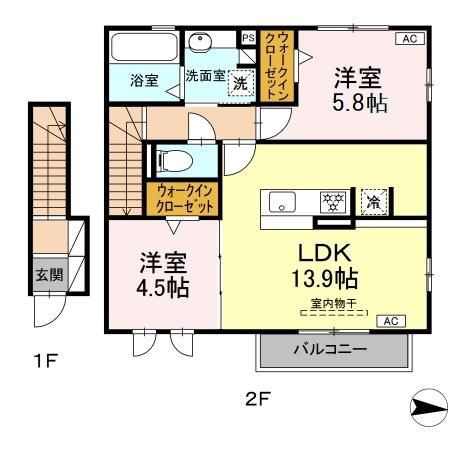 沼津市本郷町のアパートの間取り