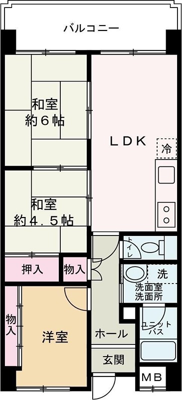 姫路市御国野町国分寺のマンションの間取り