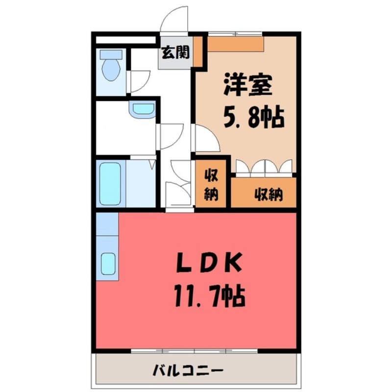 下野市石橋のアパートの間取り