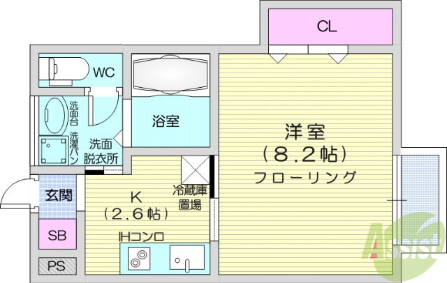 仙台市若林区志波町のアパートの間取り