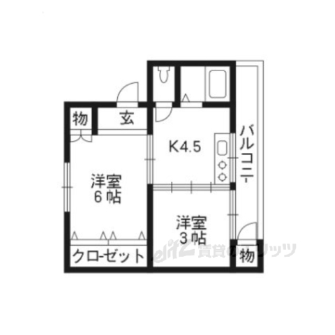 長岡京市一文橋のマンションの間取り