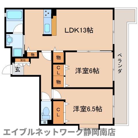 静岡市駿河区中原のマンションの間取り