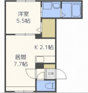 札幌市東区北十六条東のマンションの間取り