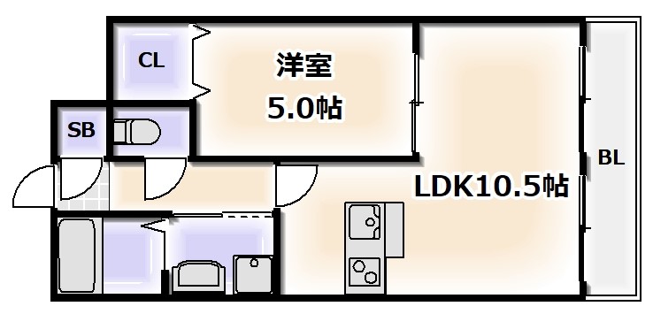 大阪市西成区松のマンションの間取り