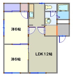 仙台市若林区六郷のアパートの間取り