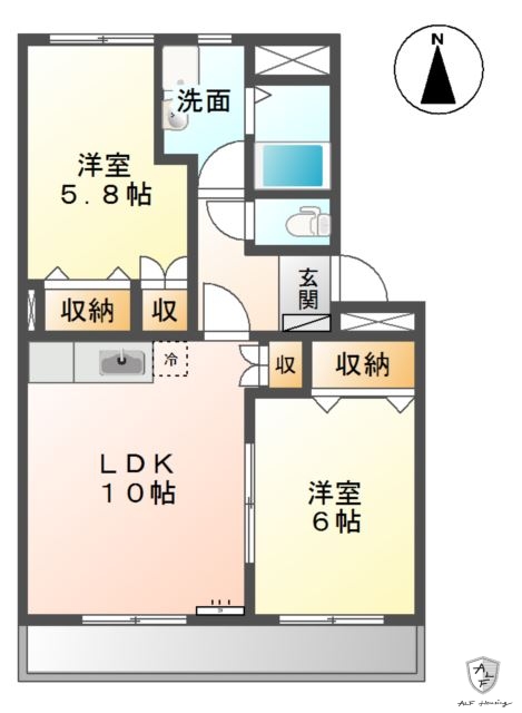 土岐市下石町のマンションの間取り