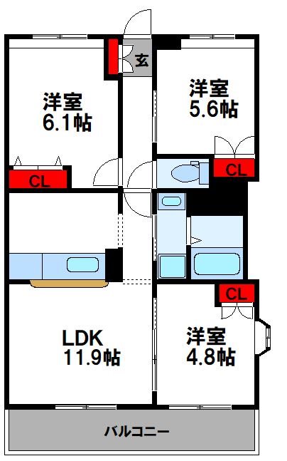 糟屋郡新宮町大字下府のマンションの間取り