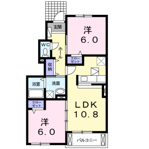 葛城市東室のアパートの間取り