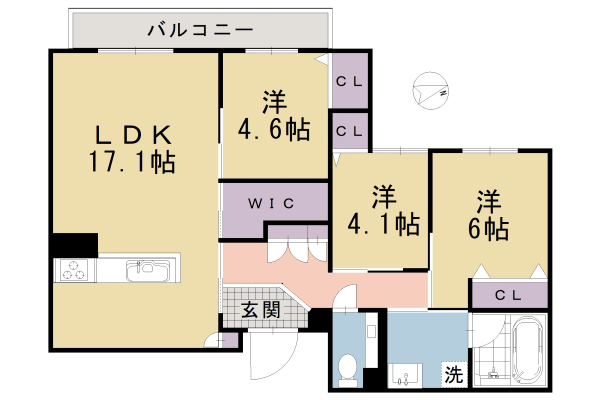 京都市伏見区深草大亀谷東寺町のアパートの間取り