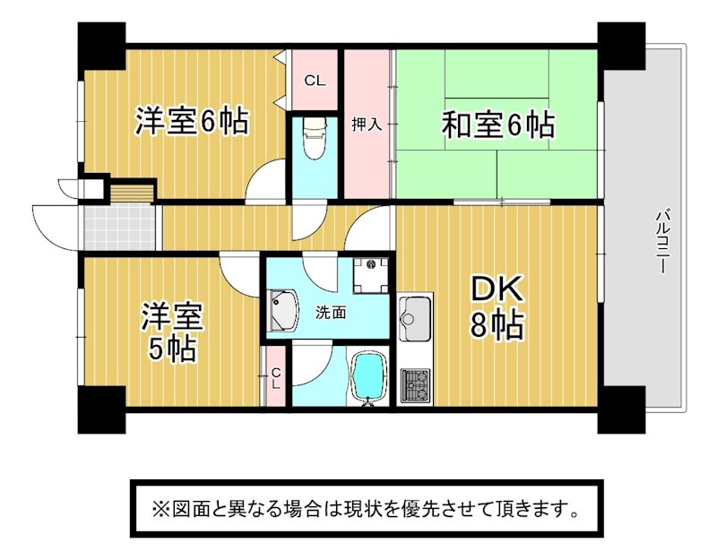 北九州市小倉南区南方のマンションの間取り