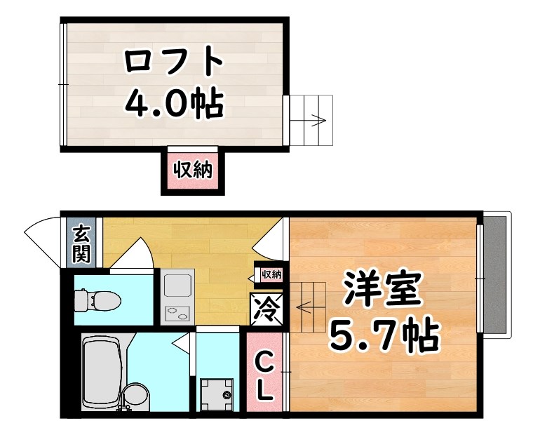 兵庫県神戸市灘区大和町４（アパート）の賃貸物件の間取り