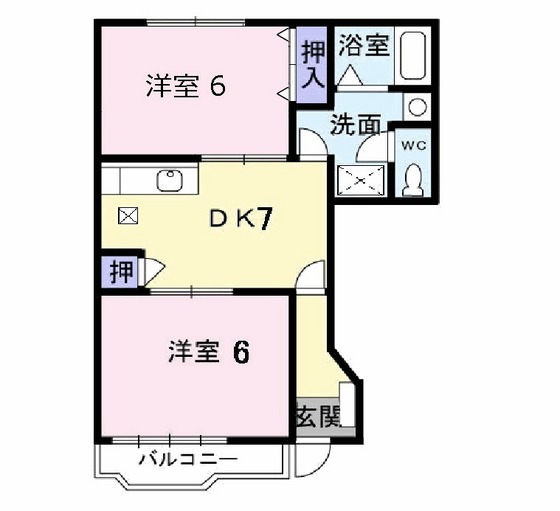 広島市佐伯区五日市町大字皆賀のアパートの間取り