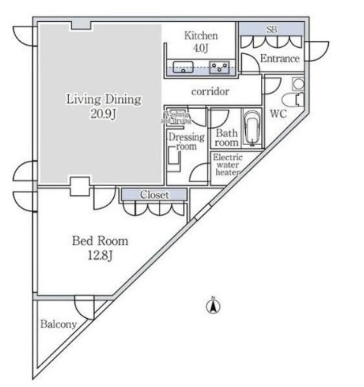 渋谷区千駄ヶ谷のマンションの間取り