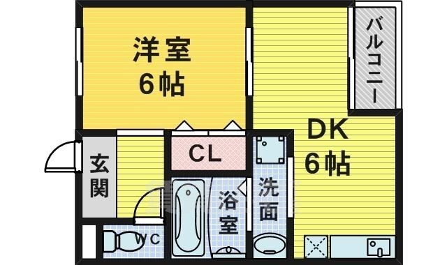 堺市堺区三国ヶ丘御幸通のマンションの間取り