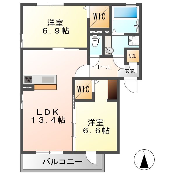 【ME MAISON 鵜沼南町の間取り】