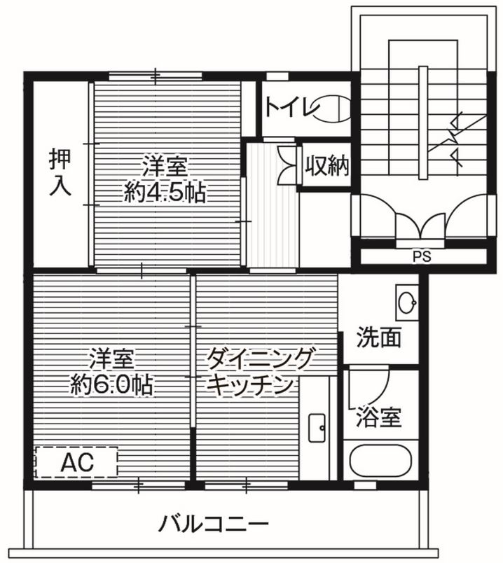 大月市猿橋町猿橋のマンションの間取り