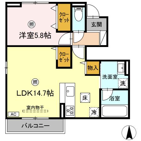 広島市安佐南区安東のアパートの間取り