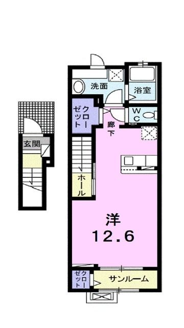 東温市見奈良のアパートの間取り