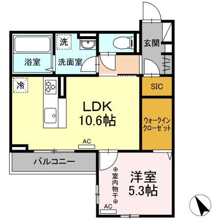 仙台市青葉区葉山町のアパートの間取り