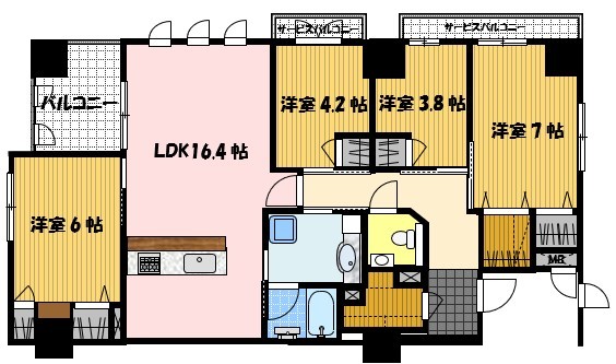 長崎市八百屋町のマンションの間取り