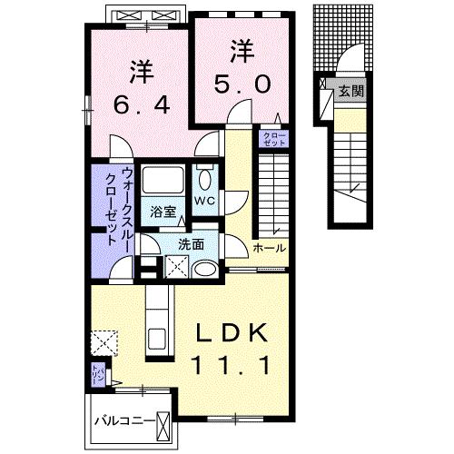 四国中央市妻鳥町のアパートの間取り