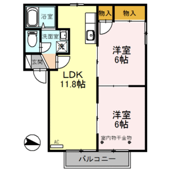 パティオ渕町　B棟の間取り