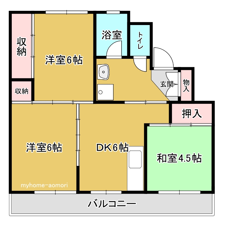 ビレッジハウスやはぎ1号棟の間取り