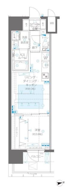 新宿区新宿のマンションの間取り