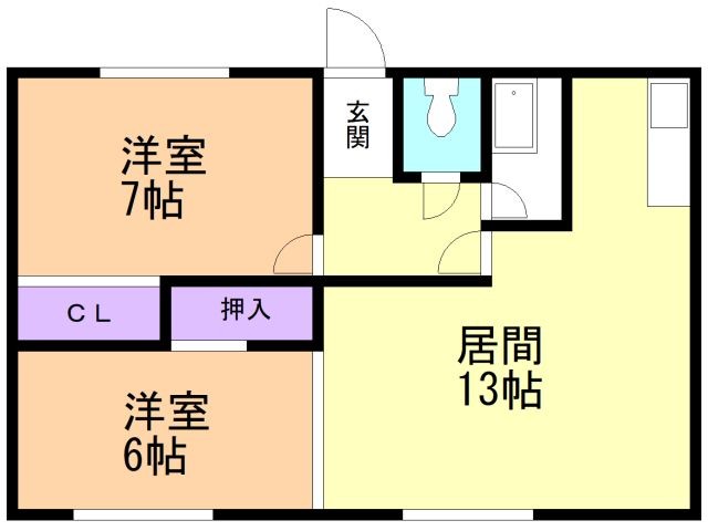 北広島市共栄町のアパートの間取り