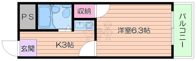 大阪市東住吉区北田辺のマンションの間取り