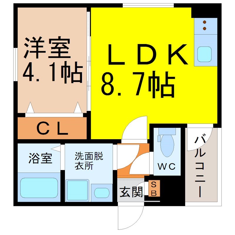 名古屋市北区生駒町のアパートの間取り