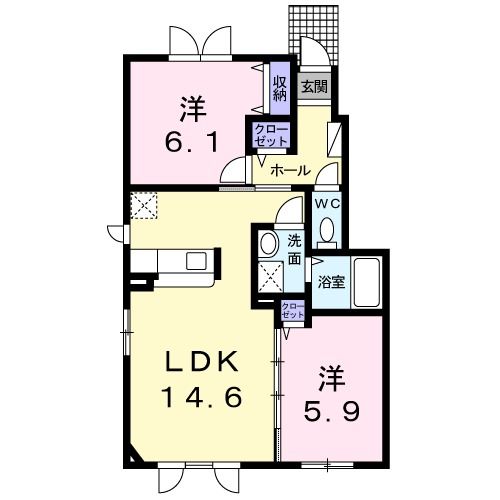 苫小牧市沼ノ端中央のアパートの間取り