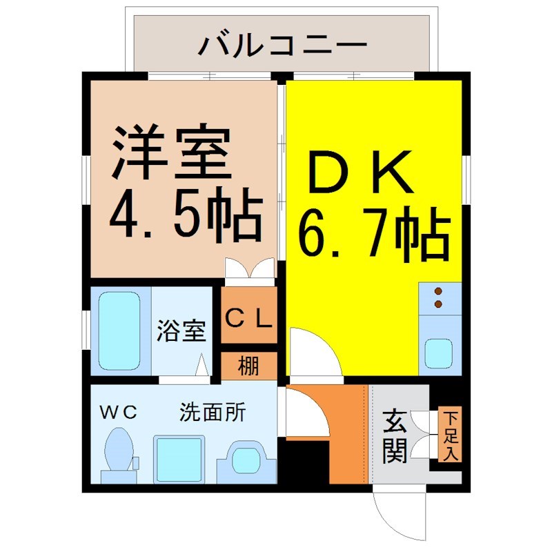 名古屋市北区西志賀町のアパートの間取り