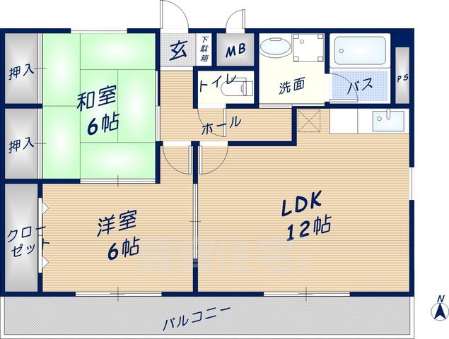 東大阪市玉串元町のマンションの間取り