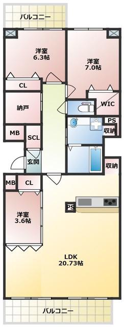 ＣＲＥＳＴ西新の間取り